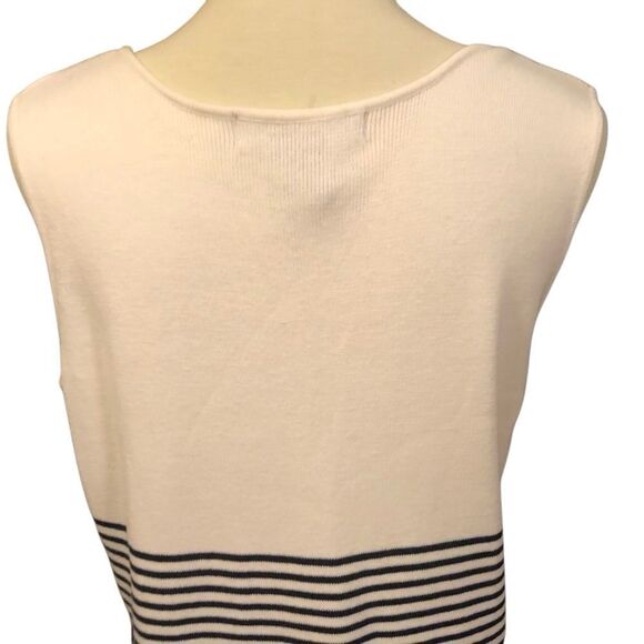 Jessica Holbrook Easy Care Navy Blue & White Striped Sleeveless Sweater Dress Si - Picture 3 of 16